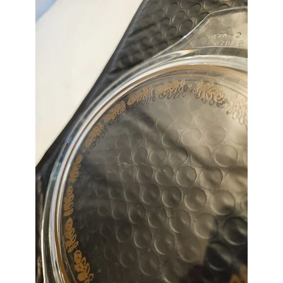 Pyrex Casserole Lid Harvest Promotional 1973 470-C Clear Brown Design - Picture 6 of 6